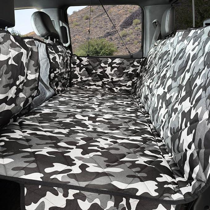4Knines Back Seat Extender for Dogs, Hard Bottom Waterproof Backseat Protector with EZ Door Guard (Camo, XL) - Image 4