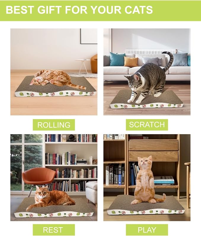 TIMHAKA Cat Scratching Board, Corrugate Cat Scratcher for Indoor Cats with Catnip, Cat Scratch Pad with Premium Scratch Textures Design, Cardboard Cat Scratcher with Double-Sided Usability (Pack of 8) - Image 7