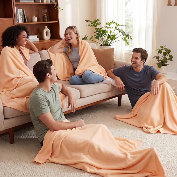 Buryeah 10 Pcs Fleece Blanket Bulk Soft Warm Blankets Cozy Fleece Lightweight Throw Blankets Plush Pet Throw Blanket for Home Bed Sofa Office Wedding Gifts Travel(50" X 60",Light Orange) - Image 7