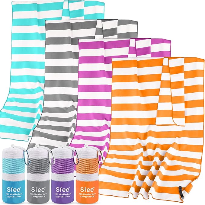 Sfee 2 in 1 Microfiber Travel Towel, Quick Dry Towel Camping Beach Towel Super Absorbent Compact Lightweight Sports Gym Towel Set for Gym, Hiking, Pool, Bath, Yoga (Small: 32''x16'') by Sfee