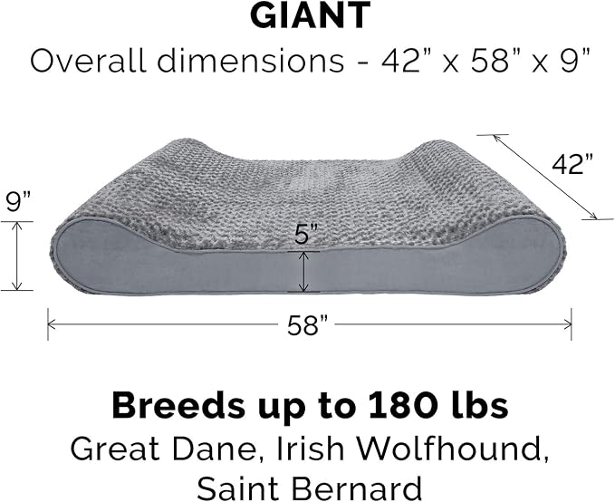 Furhaven Replacement Dog Bed Cover Ultra Plush Faux Fur & Suede Contour Luxe Lounger, Machine Washable - Gray, Giant (XXX-Large) - Image 3