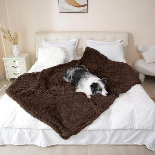 gogobunny Waterproof Dog Blanket for Couch & Furniture Protection - Super Soft Reversible Throw for Large Dogs & Cats, Calming Washable Fur & Sherpa Pet Blanket (60x80 Inch, Chocolate) by gogobunny