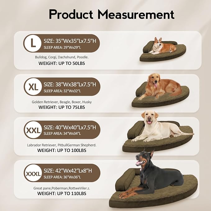 MEKIY Orthopedic Waterproof Dog Bed with Sides for Large Medium Dogs | Egg Crate Foam, Waterproof Liner, Anti-Slip Bottom, Space-Saving, Perfect for Corners and Sofa Edges, 35 x 35 Inch - Image 6