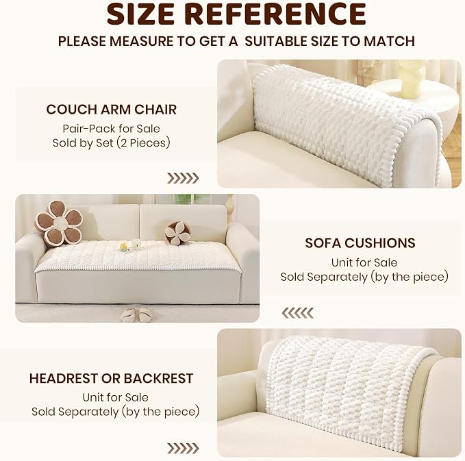 Royhom Couch Cover for Dogs Washable，Non Slip Sofa Protector for Pets | Durable & Easy Care, Soft Furniture Cover for Leather & Fabric Couches Against Claws, Spills & Fur, 20x24 Inch, White - Image 7