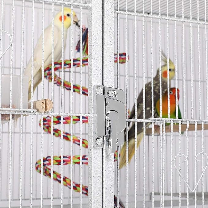 Yaheetech 69'' Extra Large Bird Cage Metal Parrot Cage w/Detachable Stand for Mid-Sized Parrots Cockatiels Conures Parakeets Lovebirds Budgie Finch, White - Image 5