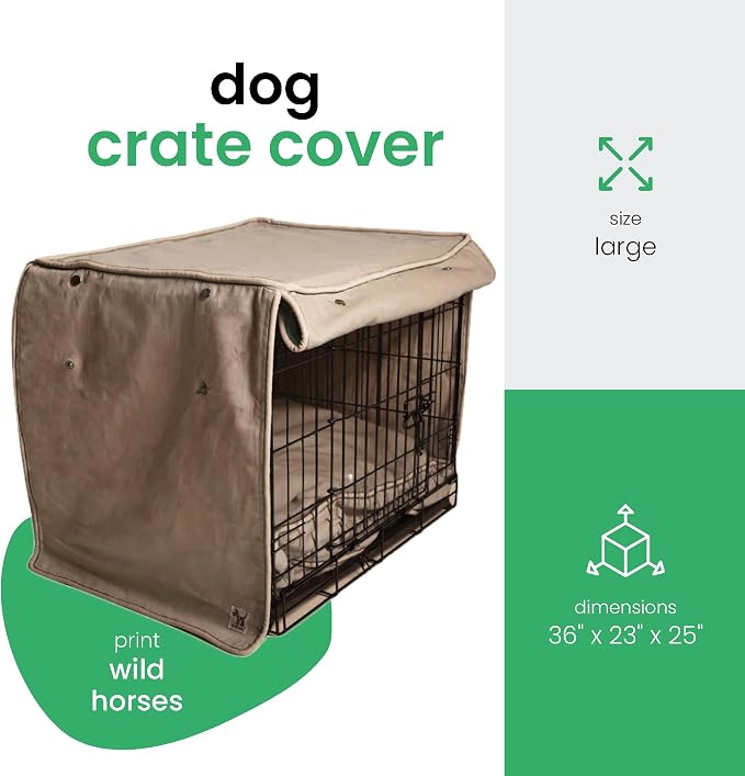 Molly Mutt Wild Horses Dog Crate Cover, Fits 36"x23"x25" Crate | GOTS-Certified 100% Cotton Canvas Cover for Dog Kennel & Cage, 2 Roll-Up Panels, Washable, Free of Harmful Chemicals - Image 2