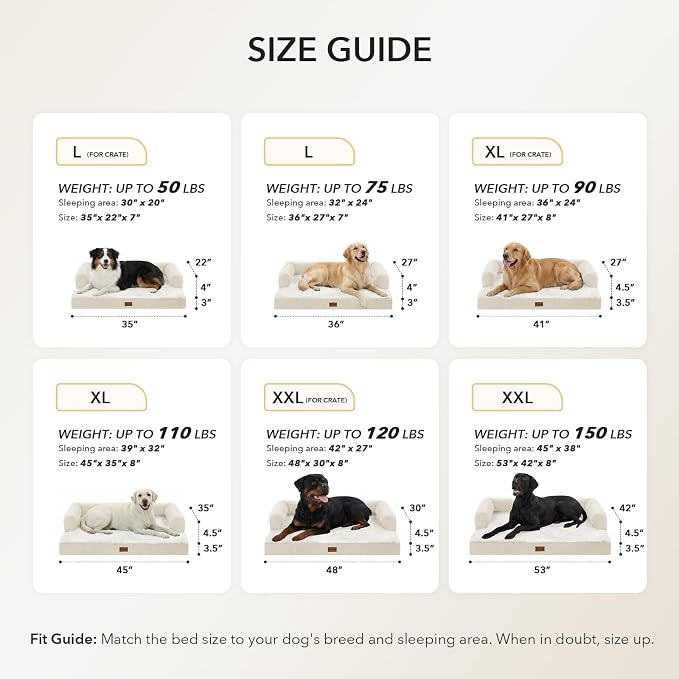 Waterproof Orthopedic Dog Bed for Medium Dogs, 35x22in, Beige | Orthopedic Foam Relieves Joint Pressure, Bolsters Supports Head And Neck, Washable Cover, Non-Slip Bottom - Image 5
