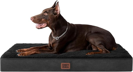 EHEYCIGA Orthopedic Dog Bed Large with Removable Washable Cover, 44IN Black | Egg Crate Foam Support, Durable Oxford fabric, Non-Slip Bottom, Machine Washable, Soft Waterproof Plush Pet Bed Mat For Crate by EHEYCIGA