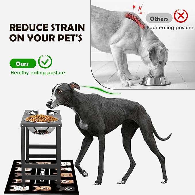 ADENGL Elevated Dog Bowls for Large Extral Large Breed, Raised Bowl Stand with 2 Stainless Steel Bowls (101oz) and Spill-Proof Mat, 17" Tall Dog Feeder for Extra Large Breeds - Image 4