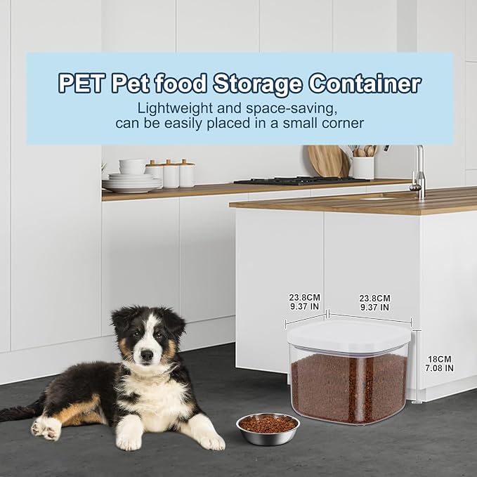 LEAWALK 5-8Lbs/5.28Qt/5L Airtight Dog Cat Food Storage Container and Pet Storage Bin BPA-Free. PET Clear Stackable Dog Treat Containers for Pet Food/Rice/Dry/Cereals/Flour/Sugar/Bread, etc (Medium - Image 2