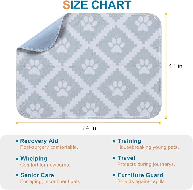 BEAUTYZOO Washable Pee Pads for Dogs, 8 Pack Reusable Puppy Pads, Super Absorbent Dog Pee Pads for Pet Training, Housebreaking and Incontinence, Non-Slip Potty Pads for Floor, Crate, Couch, 18" x 24" - Image 4