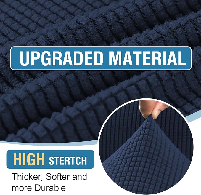 H.VERSAILTEX Sectional Couch Covers 6 Pieces Stretch Sofa Covers for Sectional Sofa Set Separate L Shaped Couch Cover for Both Left/Right Couch (Seat and Back: 1 Chaise + 2 Sofa, Navy) - Image 4