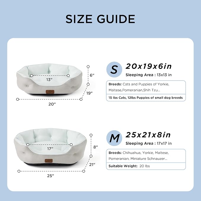 Bedsure Cooling Small Dog Bed, Round Washable, 20Inch Arctic Cooling Blue | Q-Max>0.4 Cat Beds for Indoor Cats, Comfort Cooling Summer Pet Bed,Anti-Slip Bottom,for Puppies and Kittens - Image 7