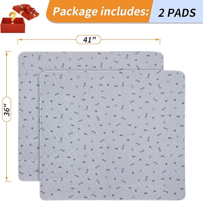 Washable Pee Pads for Dogs, 2Pack Puppy Pads Washable,Absorbent Reusable Whelping Pads Non-Slip Dog Mats with Bone Print for Floor Protector, Couch Cover, Crate, Potty Training 36x41 - Image 5