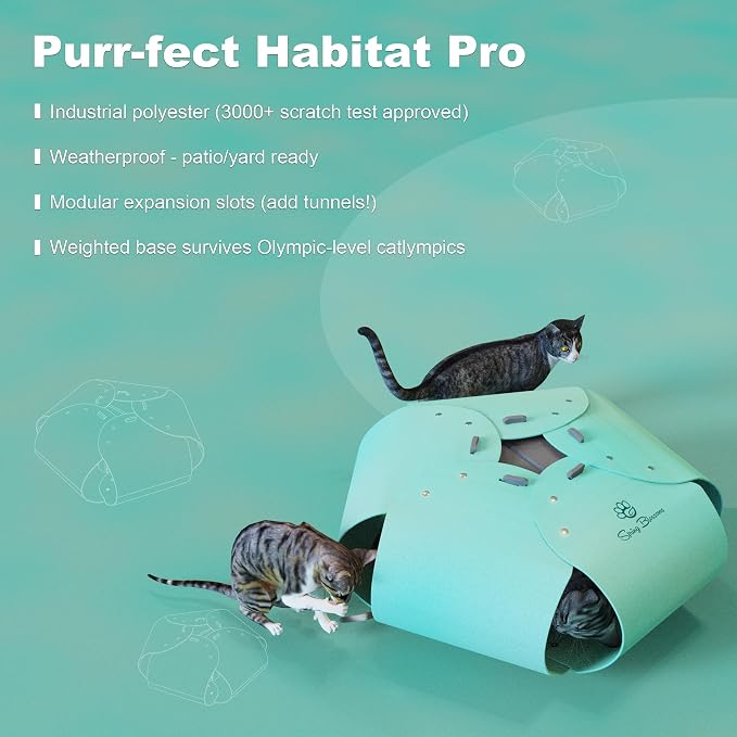 Cat Tunnel, Cat Cave for Indoor Cats Bed,Scratch Resistant Cat Toys for Medium Large Cats Hide and Seek Toy (Sky Cyan) - Image 5