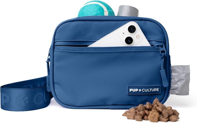 Pup Culture Dog Treat Pouch with Poop Bag Dispenser and Removable Treat Pouch | Cross Body Dog Walking Bag | The Perfect Puppy Training Tool and Even Better Gift by PupCulture