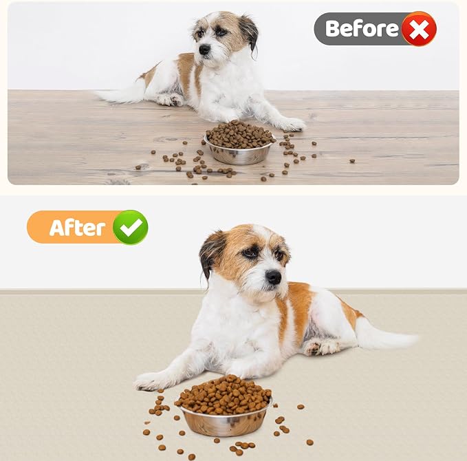 Dog Food Mat 51''x25.6'' Extra Large Dog Mat for Food and Water,Beige | Silicone Dog Bowl Mat with Raised Edge, Waterproof Non-Slip Pet Feeding Mat for Floors, fit for Dog Cat Bowls - Image 4
