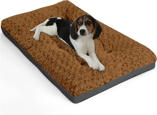 POCBLUE Washable Dog Beds for Crate, Small Plush Pet Mat for Cages, Anti-Slip Crate Pad for Outdoor/Indoor/Car Use, Comfy & Soft Kennel Pad for Dogs and Cats Up to 25 lbs, 23"x17", Brown by POCBLUE