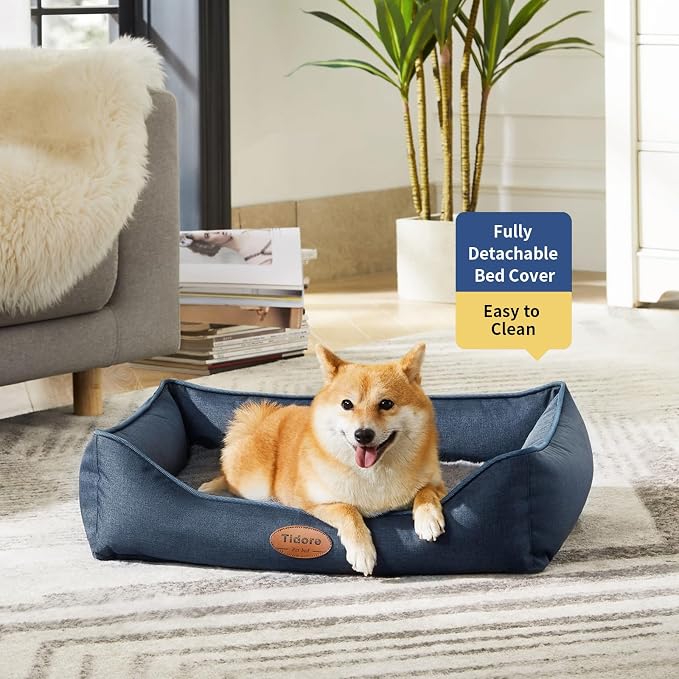 Tidore Orthopedic Dog Beds for Small Dogs, Durable Egg Crate Foam Sofa Dog Bed with Washable Removable Cover, Waterproof Lining, Pet Bed for Medium Dogs, Navy - Image 2