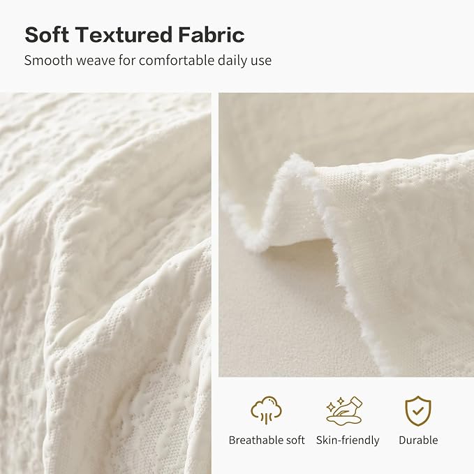 DREAMINGO Bubble Textured Cooling Sofa Cover, Ice Silk Breathable Couch Cover Blanket for Pet & Hot Sleepers, Washable Furniture Protector for 3 Cushion Couch, Cream White, XX-Large 71"x150" - Image 3