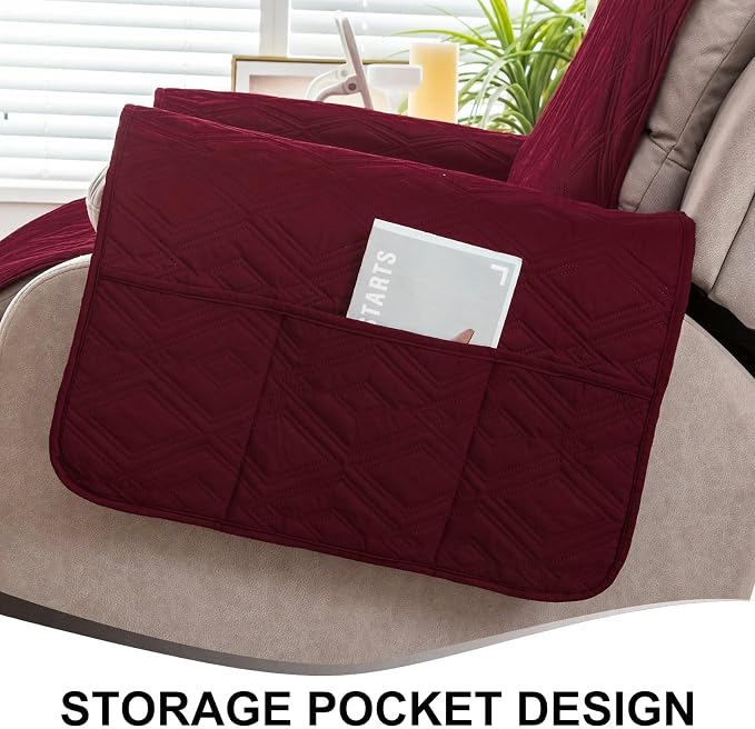 Genina Waterproof Recliner Chair Covers with Arms Recliner Sofa Cover for Living Room, Reclining Chair with Pocket, Washable Sofa Chair Cover Furniture Protectors Covers for Dog Pets - Image 6