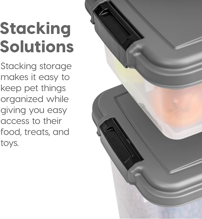 IRIS USA 30 lbs & 11 lbs Combo Airtight Dog Food Storage Container, Stackable Treat Box, 2-Cup Scoop, Wheels, Keep Fresh, Easy Mobility, Dark Gray - Image 7