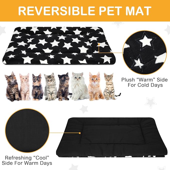 VitalCozy 4 Pcs Dog Crate Pads, Ultra Soft Warm Washable Anti-Slip Kennel Bed Mat for Pets, Reversible, Replaceable, Cage Liner for Small Medium Large Dogs and Cats(18 x 14 x 1.6 Inch,Star,Black) - Image 3