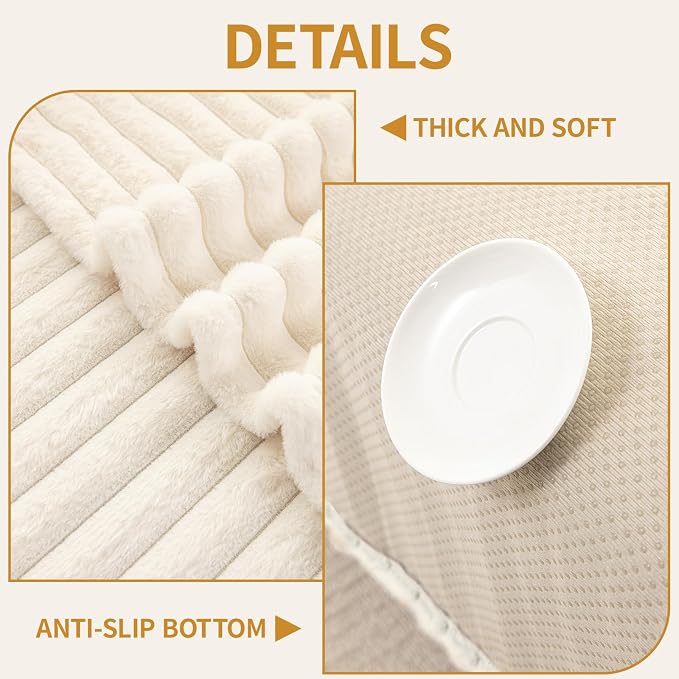 Deep Dream Waterproof Couch Cover for Dogs, Non Slip Pet Couch Covers for Sofa, Soft Faux Fur Sofa Cover, Washable Furniture Protector for 3 Cushion Couch (Off White, 35" x 74") - Image 2