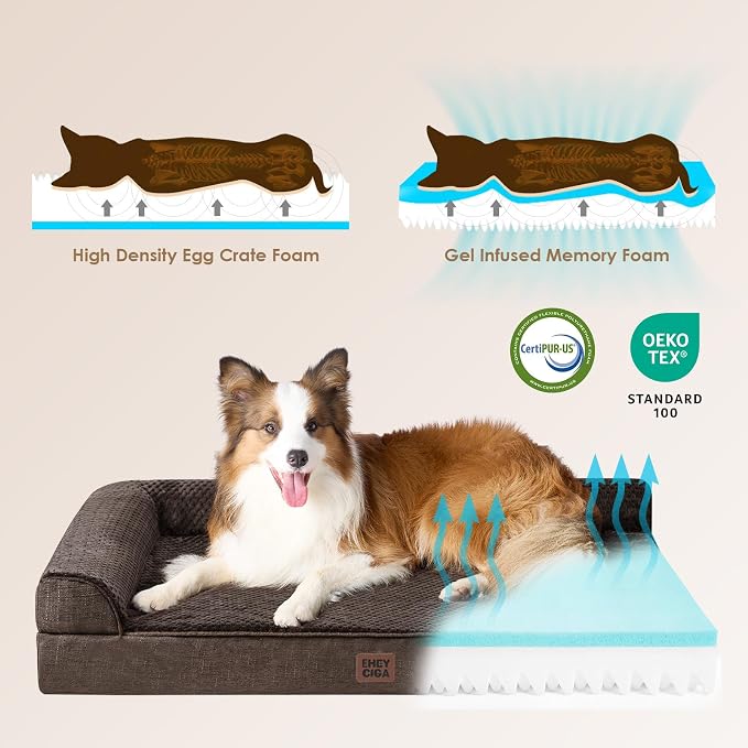 EHEYCIGA Extra Large Dog Bed Othorpedic, Memory Foam XL Dog Bed with Washable Removable Cover, Waterproof Pet Sofa Couch XLarge Size Dogs with Nonskid Bottom, 44x32x6.5, Brown - Image 4