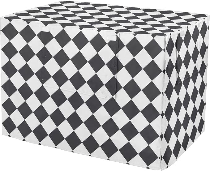 Dog Crate Cover Kennel Cover for Dog Cages Breathable for Wire Cage Indoor Outdoor Geometric Diamond Chess Black and White by QwThum
