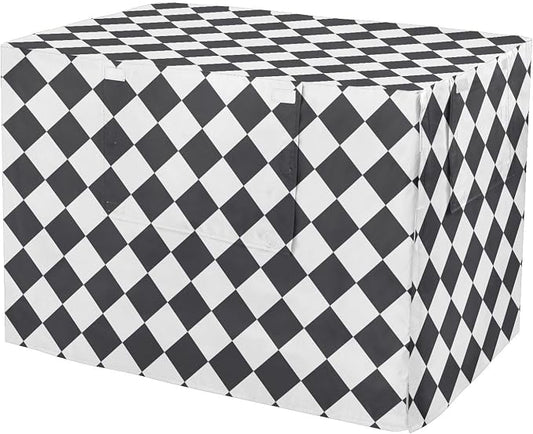 Dog Crate Cover Kennel Cover for Dog Cages Breathable for Wire Cage Indoor Outdoor Geometric Diamond Chess Black and White by QwThum