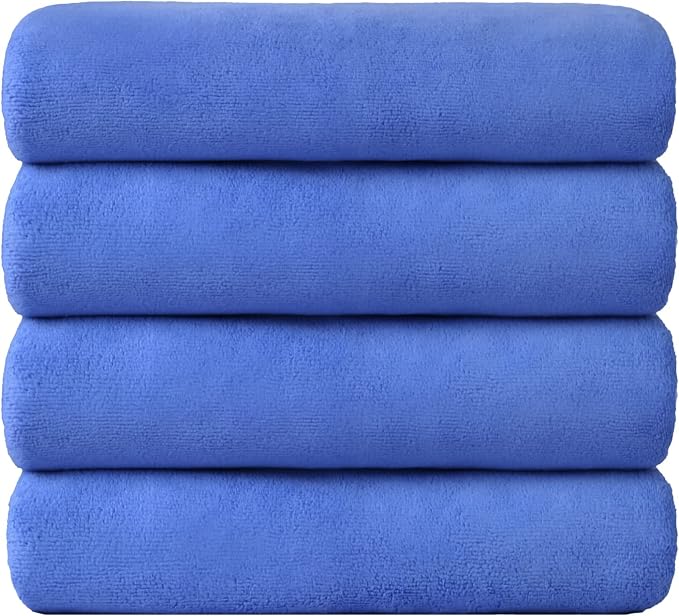 JML Microfiber Bath Towels, 4 Pack, 30" x 60", Blue | Hanging Loop, Soft, Absorbent, Quick Dry, Lint Free, Fade Resistant - Image 2