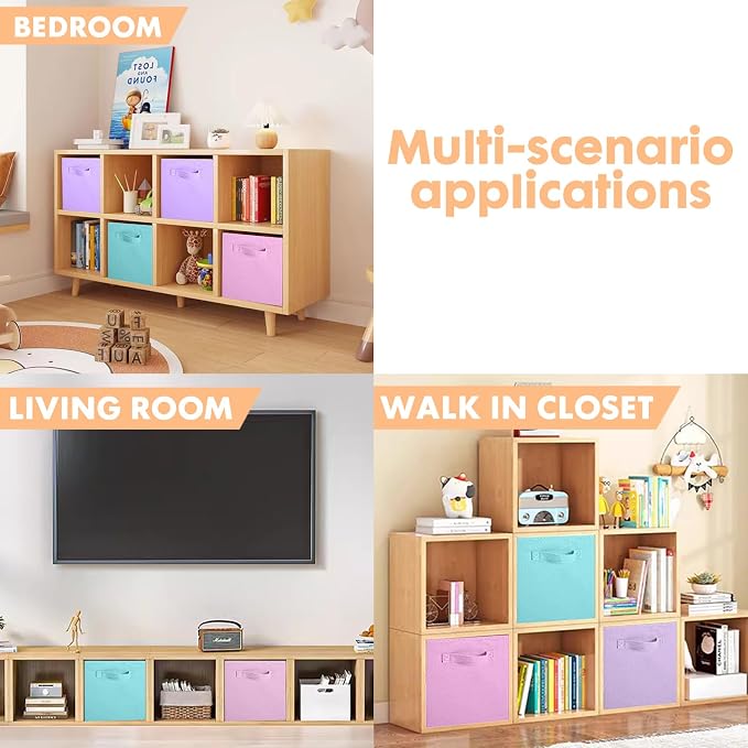 ShellKingdom Storage Bins, Foldable Fabric Storage Cubes, 8 Pack, 4 Colors | Cloth Organizer Drawer For Closet And Toys, 10.5 X 10.5 X 11 INCH, (Pink+Lavender+Light Blue+Mint Green) - Image 5