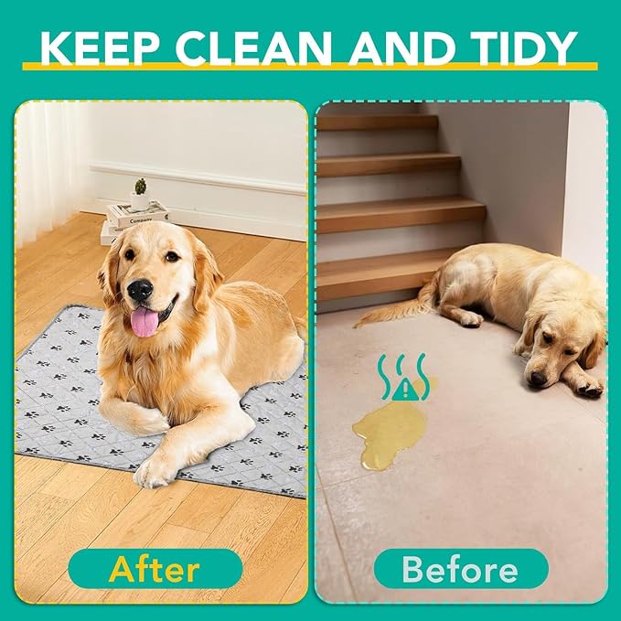 FUWERY Washable Pee Pads for Dogs ,30"X34", Thick Heavy Absorbency Reusable, Prevent Leakage, Non-Slip Pee Pads for Puppy Playpen,Potty Training, Grey, 2 Packs - Image 7