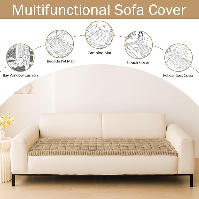 hyha Couch Cover for Dogs, Washable Non Slip Plush Flannel Sofa Protector | Thick Flannel, Silicone Anti-Slip Backing, Pet Hair & Scratch Protection, Fits Sofa & Loveseat (27.6" x 27.6") - Image 3