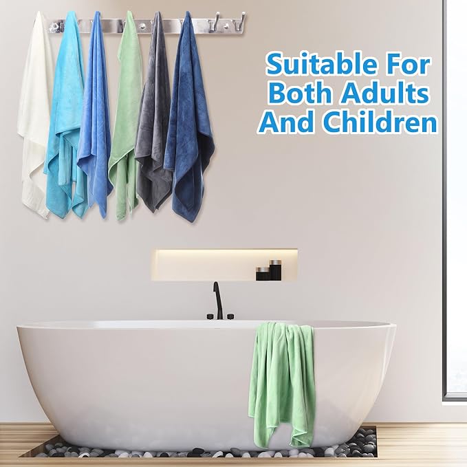 SmoothNovelty 16 Pack Microfiber Bath Towels Bulk 27'' x 60'' Oversized Beach Towel Highly Absorbent Extra Large Soft Drying for Shower Pool Salon Sauna Bathroom Gym Party (Simple,Multicolor) - Image 5