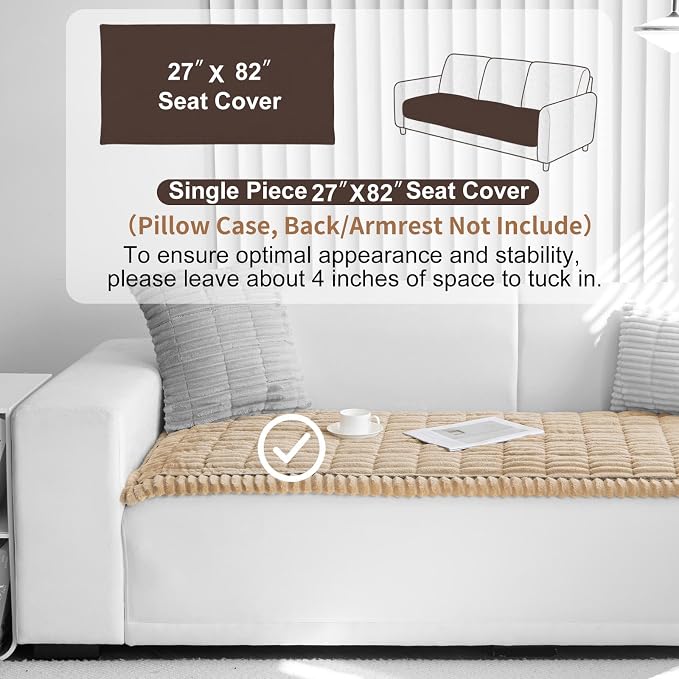 Couch Cover for Dogs Washable, Non Slip Sofa Covers for Pets 3 Cushion Couch Sofa, Sectional Slipcover Furniture Protector (1 PCS 27.5"x82" Khaki) - Image 2
