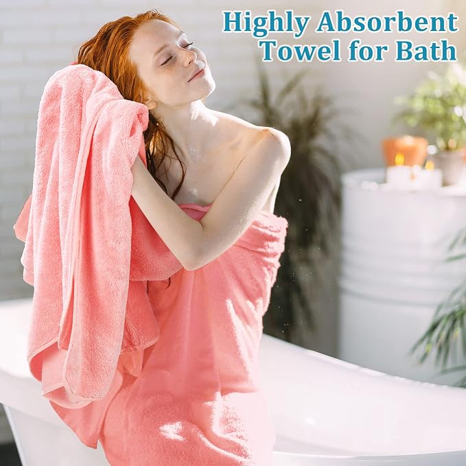 Moukeren 18 Pcs Microfiber Bath Towel Set 6 Bath Towels 6 Hand Towels 6 Washcloths Soft Coral Velvet Highly Absorbent Bathroom Towel for Fitness Sports Yoga Travel(Cute Colors) - Image 4