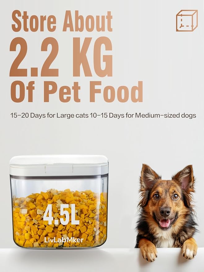 Airtight Dog Food Storage Container 5-10 lbs, Large Pet/Cat Treat Bin with Lids, Pantry Containers for Rice & Flour, withe - Image 4