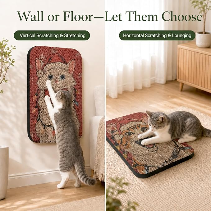 2 Pack Cat Wall Scratcher, Art Cat Scratching Board for Cats | Wall Mounted Cat Scratch Pad, Water-Based Ink, Hook&Loop Strips, Floor or Wall Use, 16.7x11x1 Inch, Storybook Cat - Image 5