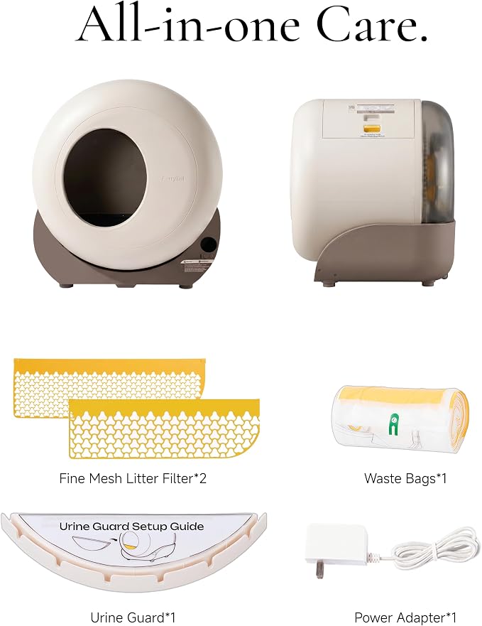 Furrytail Automatic Litter Box Self Cleaning, Kitty Litter Box, Smart Safety Sensors, Advanced Odor & Leak Control, Large Capacity for Multi Cat Homes, with App Control & 40 Trash Bags, Gray - Image 9