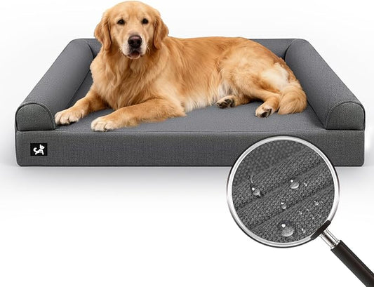 Sytopia 42in Dog Beds for Large Sized Dogs,XL Orthopedic Pet Bed with Removable Washable Cover, Waterproof Egg Crate Foam, Non-Slip Bottom, Supports up to 100+ lbs for Old Pet, Dark Gray by Sytopia