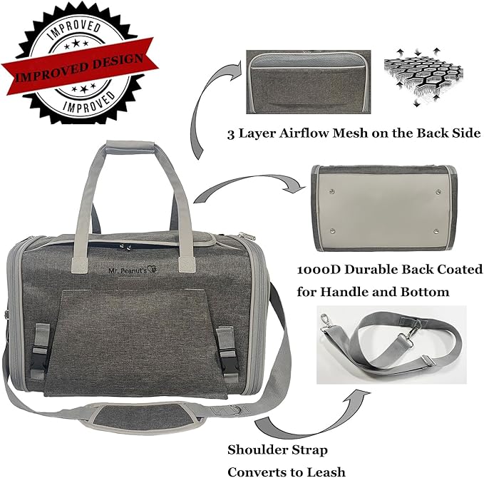 Mr. Peanut's Gold Series Big Apple XL Expandable Pet Carrier V3.0 (Platinum Gray)