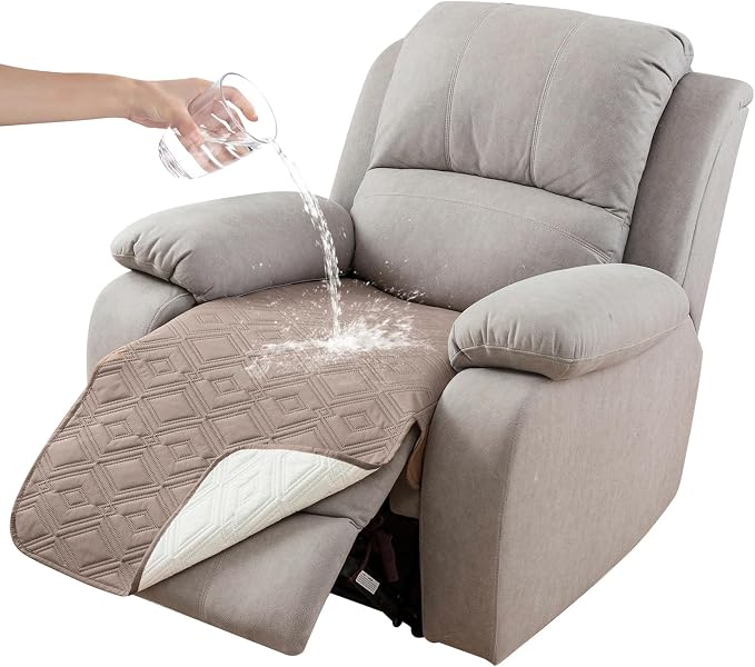 Genina 100% Waterproof Recliner Chair Covers, Anti-Slip Recliner Cover Dog Chair Cover Furniture Protector, Chair Sofa Slipcover for Pets Dogs, 1 Piece (Taupe, Recliner) by Genina