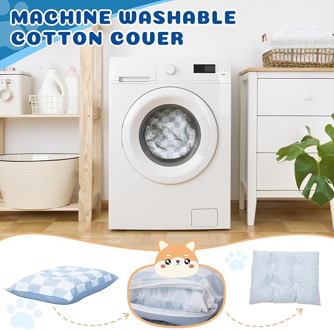 Dog Bed with Removable Washable Cover for Small Dogs Deluxe Plush Dog Crate Beds Comfy Kennel Pad Waterproof Lining and Blue Gel Memory Foam Memory Foam（Blue 30 * 20 * 4in） - Image 7