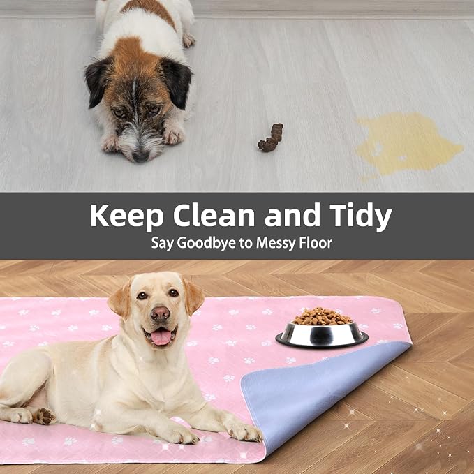PUPTECK Washable Pee Pads for Dogs Dog Training Pads 2 Pack Pink 34x36 in | Reusable Puppy Potty Training Pads Whelping Mat Pet Food Feeding Mat Leakproof Fast Absorption Non-Slip for Couch, Crate - Image 6