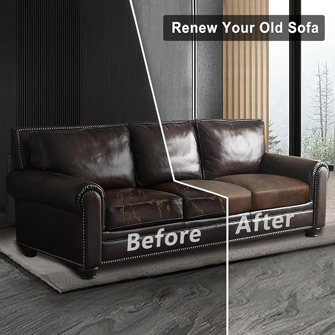 ANARACHON Leather Look Couch Cushion Covers Sofa Seat Slipcovers Sets Couches Furniture Protector for Sectional Armchair Loveseat Pets Kids Stretch Spandex Fabric (3 Cushion Sofa, Brown) - Image 7