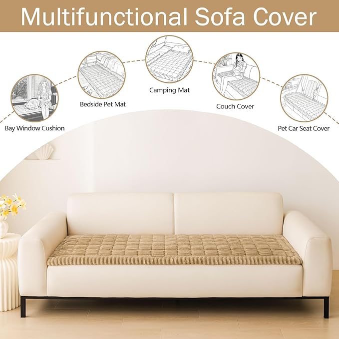 hyha Couch Cover for Dogs, Washable Non Slip Plush Flannel Sofa Protector | Thick Flannel, Silicone Anti-Slip Backing, Pet Hair & Scratch Protection, Fits Sofa & Loveseat (27.6" x 88") - Image 3