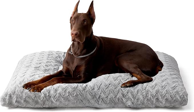 EHEYCIGA Washable Dog Bed for Crate 44x32 Inch, Anti-Slip XL Plus Kennel Pad for Extra Large Dogs Up to 85 lbs, Plush and Comfy Pet Sleeping Mat, Grey by EHEYCIGA