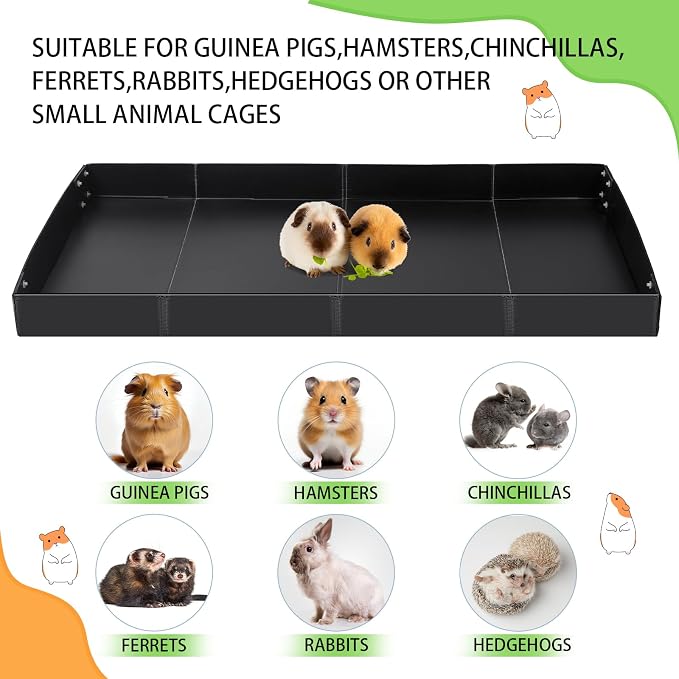 Wenqik 2 Pcs Guinea Pig Cage Liner Corrugated Plastic Cage Liner Base 2 x 4 Panel Size Guinea Pig Cage Bottom for Small Animals Hedgehogs Rabbits Cages Tray, 55 x 27 Inch(Black) - Image 6